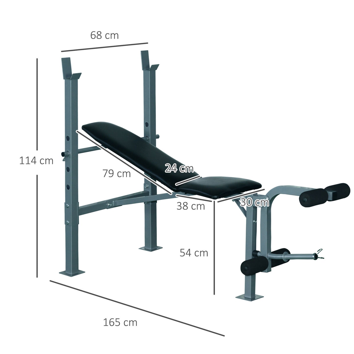 Adjustable Multi Use Weight Bench Barbell Stand Chest Leg Abs Training Home Gym