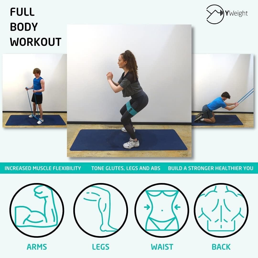 5 Pcs Weight Resistance Exercise Bands Strength Work Out Fitness Training Physio