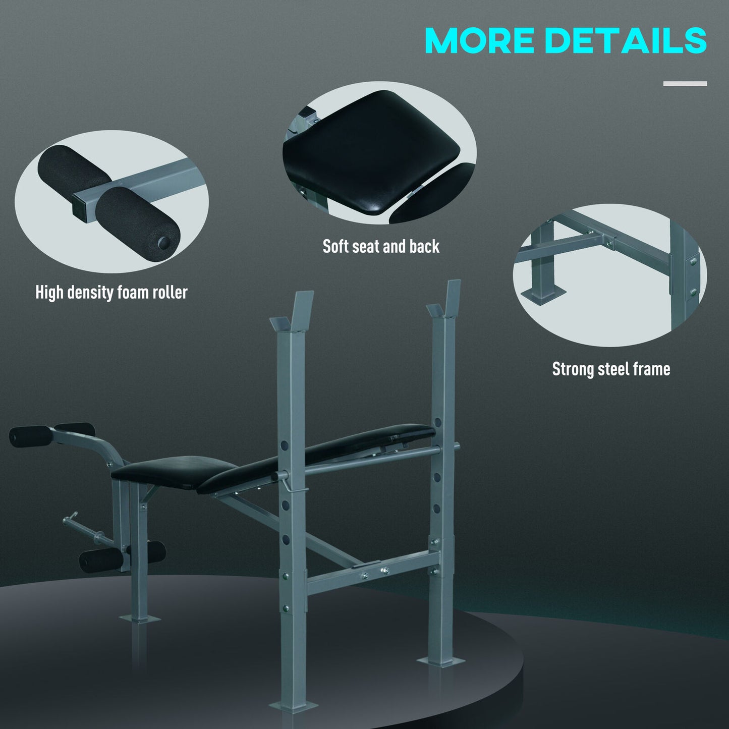Adjustable Multi Use Weight Bench Barbell Stand Chest Leg Abs Training Home Gym