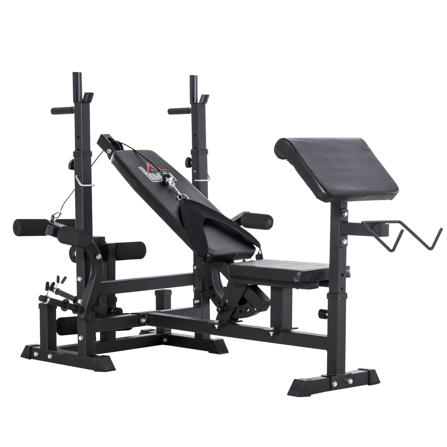 Multi-Position Weight Bench, Weight & Bar Rack Stand W/ Chest Fly Preacher Curls