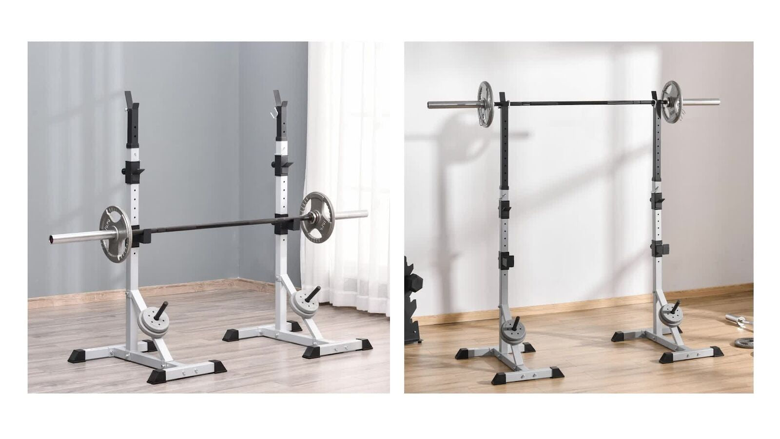Adjustable Pair of Barbell Squat Racks Portable Stand Weight Lifting Bench Press