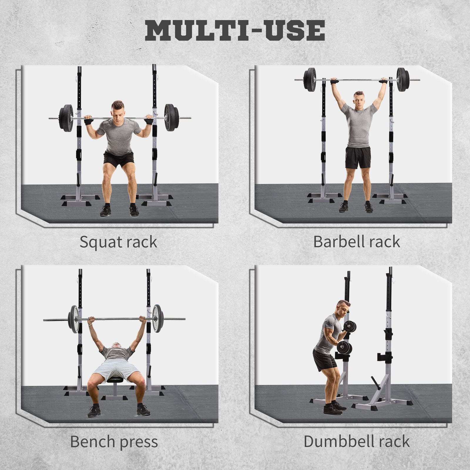 Adjustable Pair of Barbell Squat Racks Portable Stand Weight Lifting Bench Press