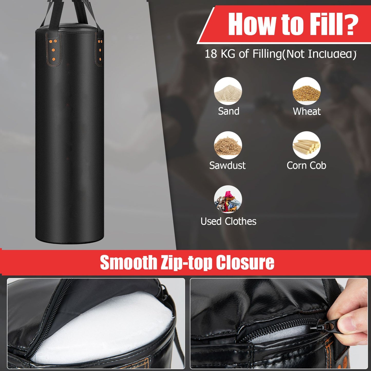 4-In-1 Hanging Boxing Bag Set with 12OZ Boxing Gloves