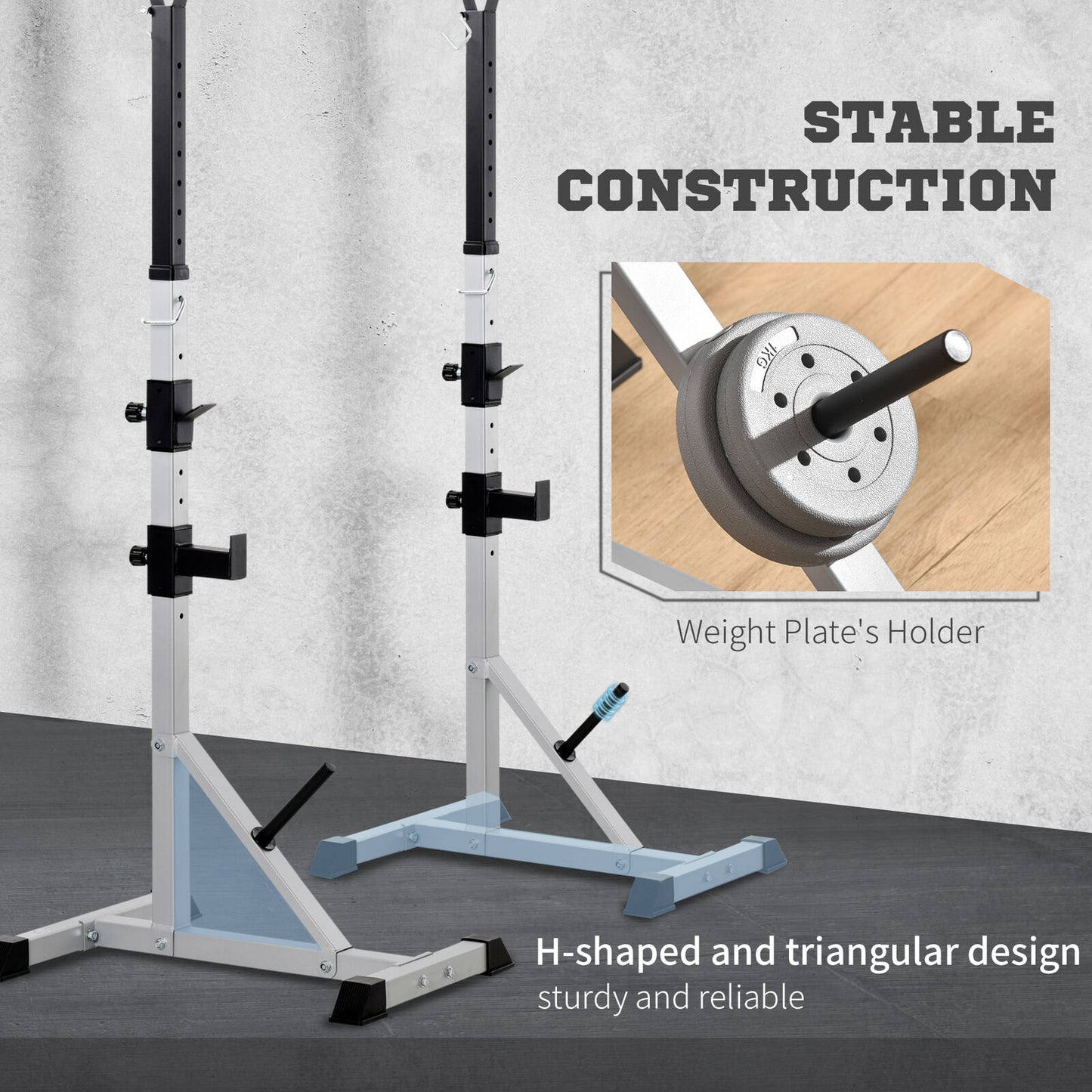 Adjustable Pair of Barbell Squat Racks Portable Stand Weight Lifting Bench Press
