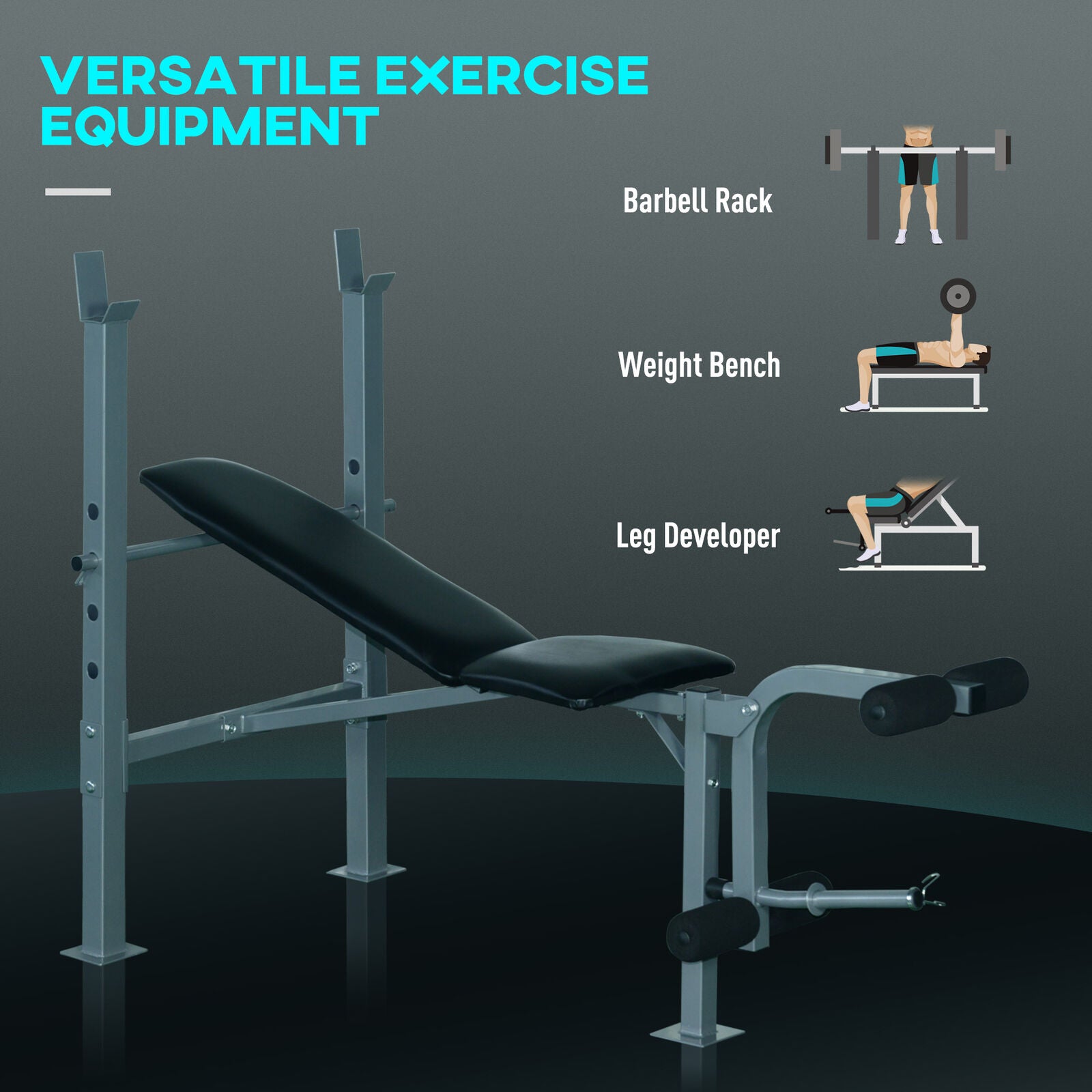 Adjustable Multi Use Weight Bench Barbell Stand Chest Leg Abs Training Home Gym